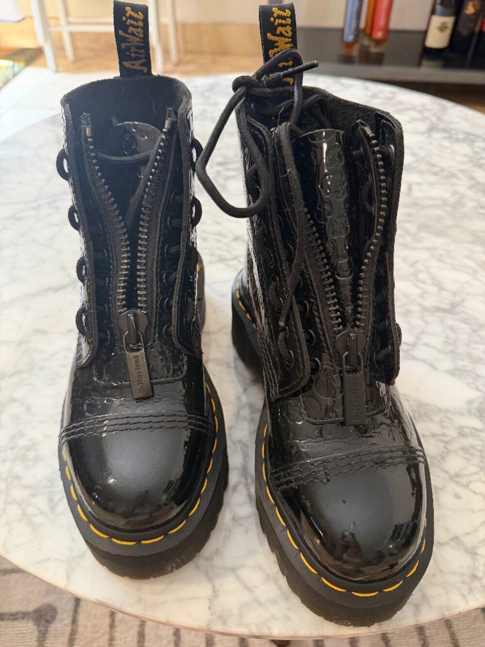 Dr. Martens Sinclair Leopard Emboss Patent Leather Platform Boots